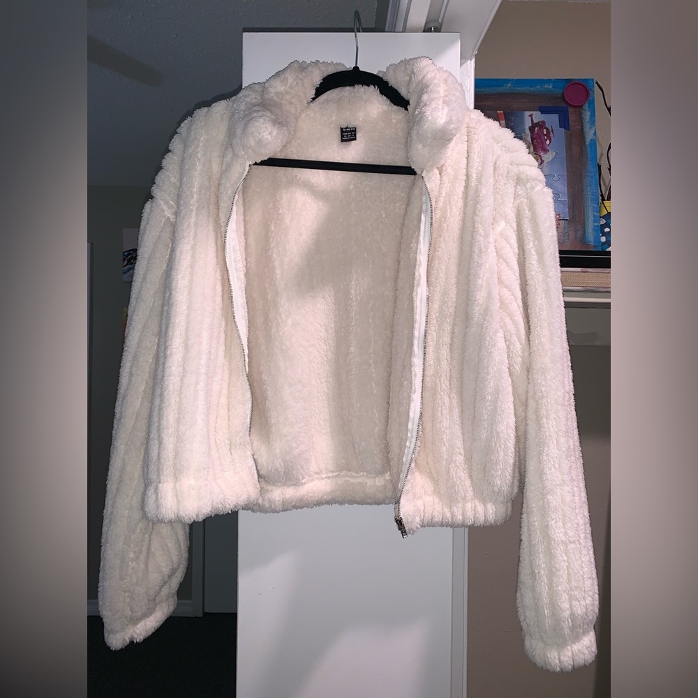 Fluffy white sweater